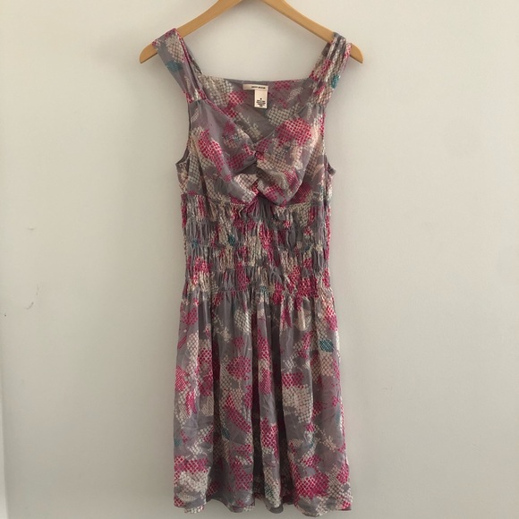 NWOT DKNY Jeans Ruched Square Neck Printed Dress - Picture 1 of 6